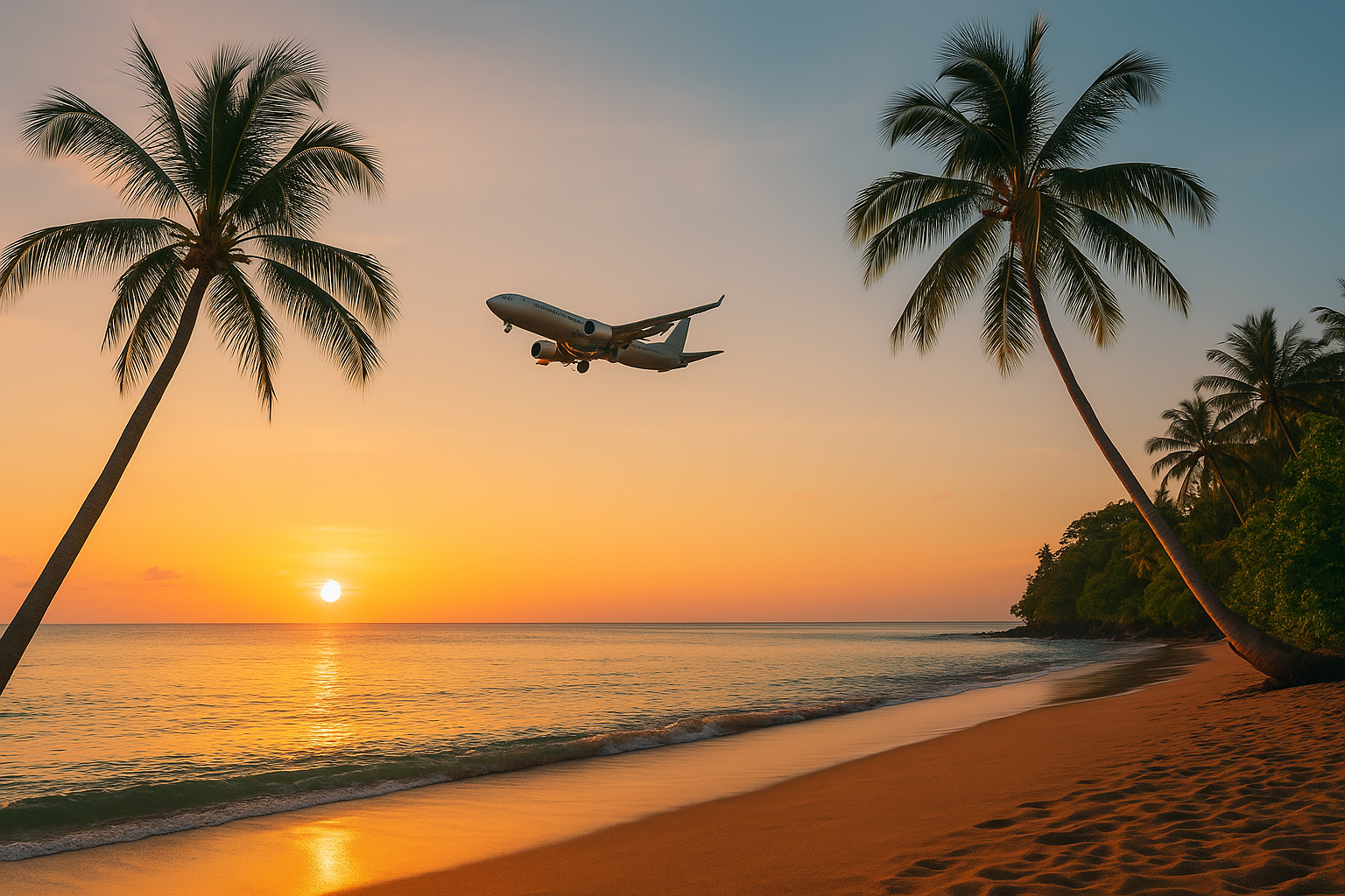 Tropical flight scene